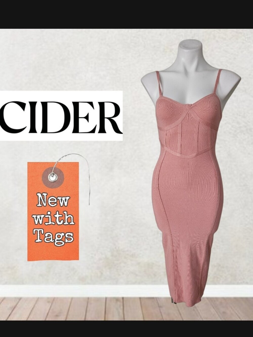 NWT/ Cider Pink Spaghetti Strap Bodycon Corset Style Dress Size Small